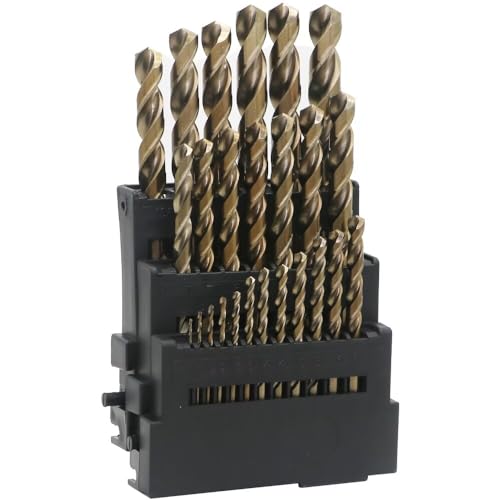 LingGan M35 Cobalt Drill Bit Set, 1-13mm, 25-Piece Assortment for Hard Metals, Stainless Steel, Cast Iron, Copper, Aluminum Exceptional Heat Resistance 5% Cobalt M35 HSS-CO Industrial Straight Shank