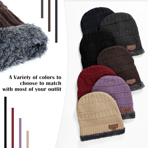 Winter Beanie Hat Circle Scarf Touchscreen Gloves Set, Snow Knit Skull Cap, Warm Thick Fleece Lined Neck Warmer for Men Women - Image 3