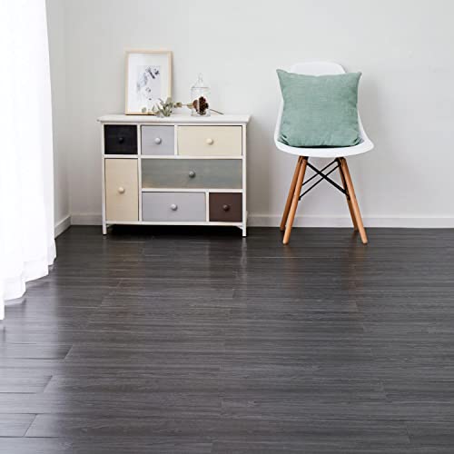 萩原 フロアタイル 木目 置くだけ ブラック 約91.4×15.2cm 12枚入 約1畳 貼ってはがせる 接着剤不要 ズレない 繰り返し使える カットOK