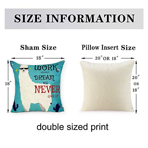 Llama Decor Throw Pillow Cover 18X18, Quotes Words Cotton Linen Square Cushion Cover, Cute Cartoon Pillow Case For Teen Girls/Boys/Kids Bedroom Decor #TOP1