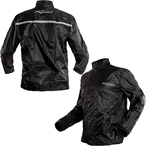 Chaqueta Moto de Viento Impermeable de Lluvia A Prueba de Agua Traje con Negro XL