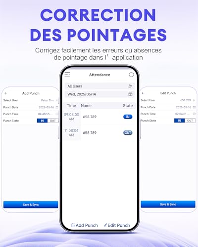 Pointeuse WiFi pour employés de commerce et bureaux connectée à l'application iOS et Android - 5
