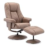 Morris Living The Denver Silla reclinable giratoria y reposapiés – Piel auténtica – Tierra