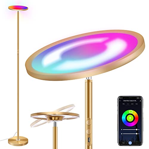 Upgraded Led Lamp Up-Down Lighting Super Bright Floor Lamp Work With Alexa Google Home, Smart Wifi Lamp Dimmable 16 Million Rgbcw Color Changing Modern Tall Stand Lamp For Living Room Bedroom Office #TOP15