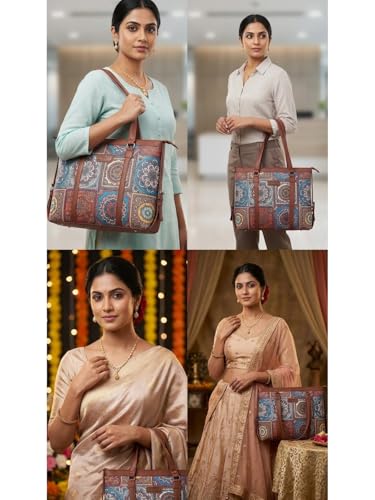 Image of Stylish Tote Bags for Office Use | Laptop Bag 15.6 inch | Purse for Women | Vegan Leather Handbag | Daily & Travel Use |