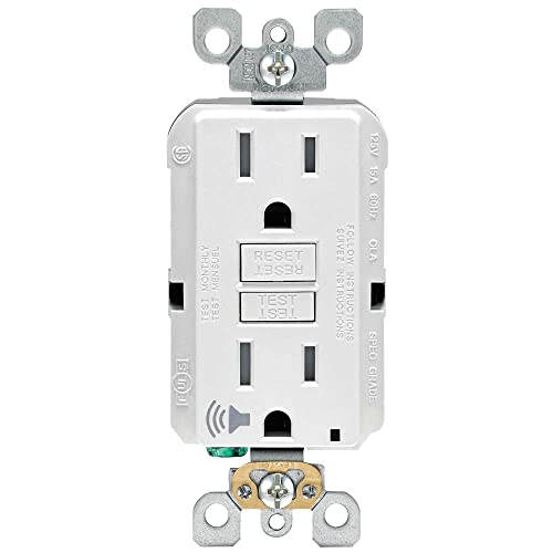 Leviton SmartlockPro 15 Amp 125-Volt Self-Test Tamper-Resistant GFCI Outlet with Audible Trip Alert, White