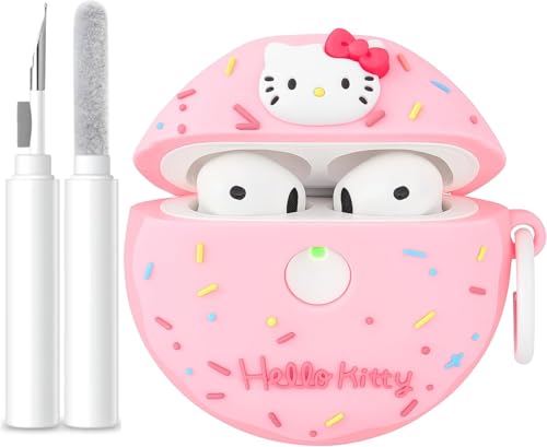 Image of Emoh Roced Case for AirPodS 4 (2024) with Keychain (ANC), Cute Cartoon Shockproof Protective Cover Compatible with Apple AirPods 4th Generation 2024 for Women and Boys (Donut)