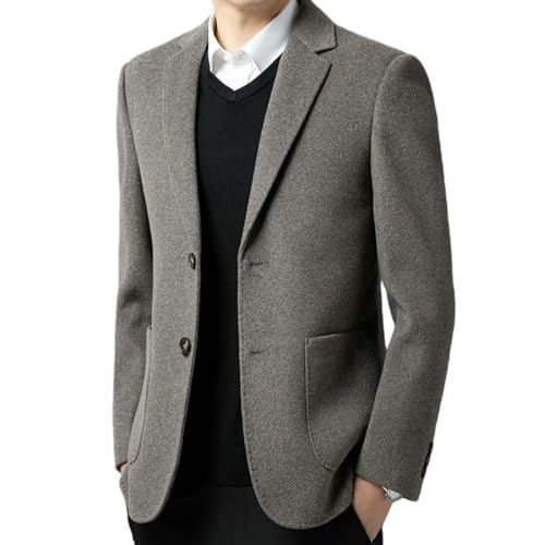 Veste courte en laine pour homme avec col costume élégant de style décontracté