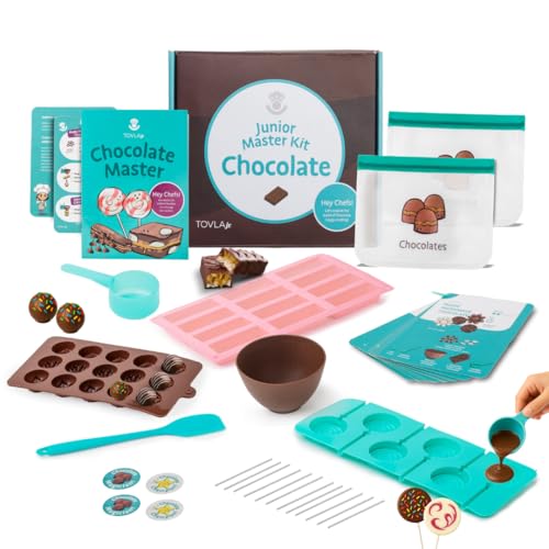 Tovla Jr. Real Chocolate Making Kit for Kids | Learn to Cook with Real Tools | Educational STEM Gift Set Ages 4+ | DIY Chocolate Activity with Visual Recipes for Boys & Girls