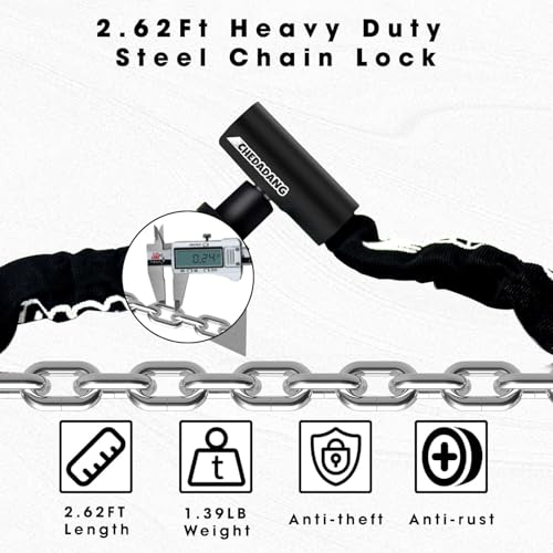 eMjollRay Anti-Theft Chain Lock for Scooter & Bike Heavy Duty Alloy Steel Security Lock with 2 Keys, Quick Push-to-Lock Mechanism Portable Waterproof Canvas Covered Motorcycle Lock by eMjollRay - Used condition - Image 3