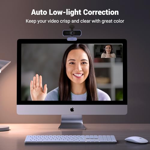 Image of UGREEN Full HD 1080P Webcam with Microphone, 2 Noise-Canceling Mics, 85 Fov & Fixed Focus, Plug and Play, Auto Light Correction, Privacy Cover PC Camera for Zoom /Skype /Teams, Switch 2, Grey