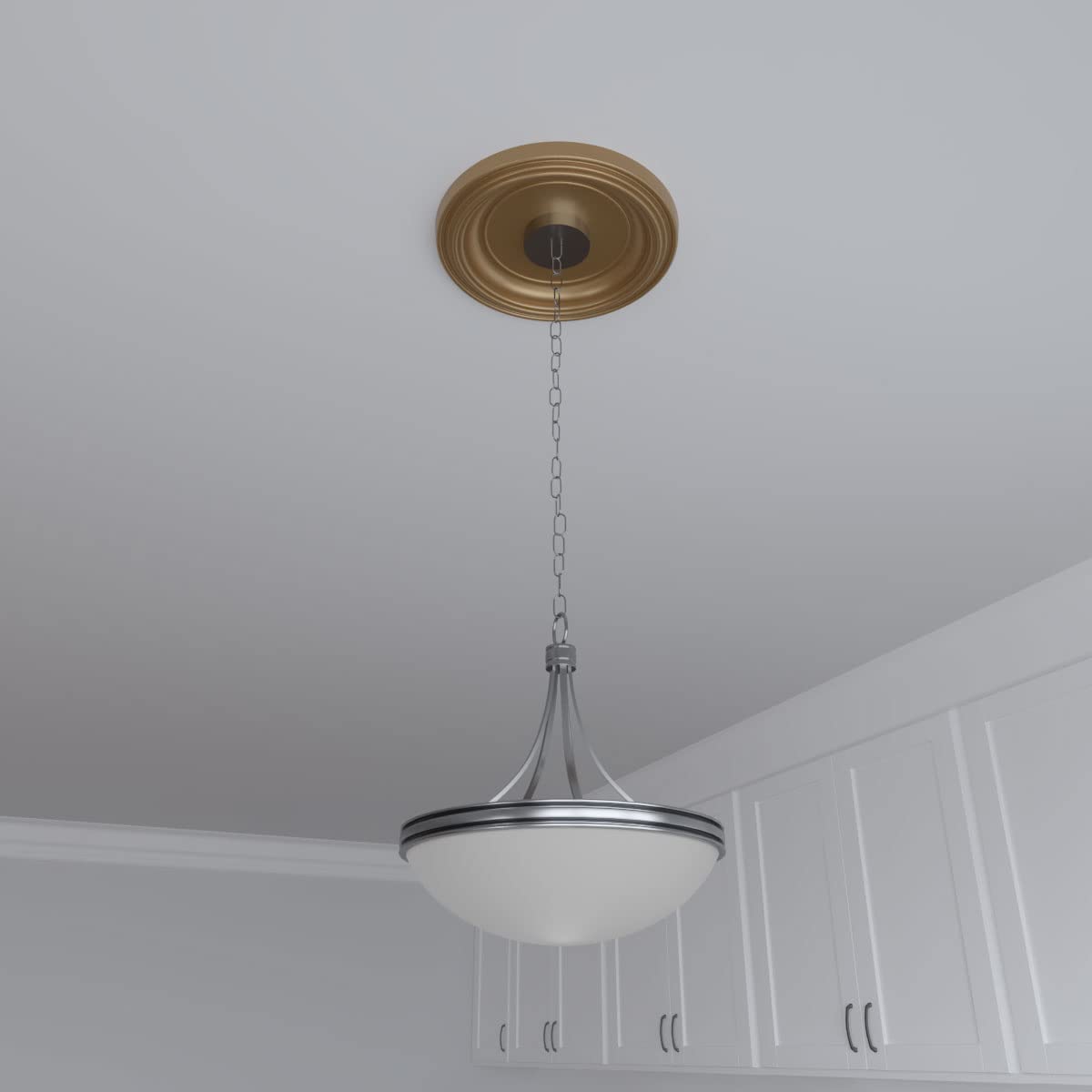 Ekena Millwork CMP13TRBGL Traditional Thermoformed PVC Ceiling Medallion (Fits Canopies up to 7 1/2"), 13"OD x 3 1/2"ID x 1 1/4"P, Bright Coat Gold