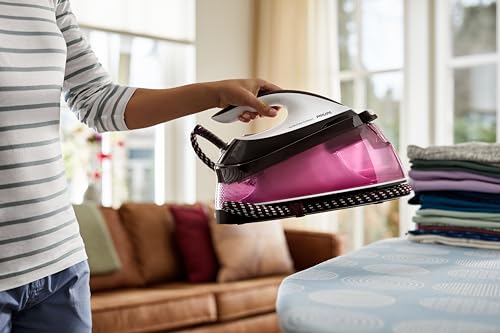 مكواة بخار مدمجة بيرفكت كير من فيليبس - 2400 واط، بخار مستمر 120 جرام/دقيقة، خزان مياه 1.5 لتر، تقنية اوبتيمال تيمب وقفل يغلق أثناء حملها، إيقاف تلقائي، أرجواني/أبيض - GC7842/46