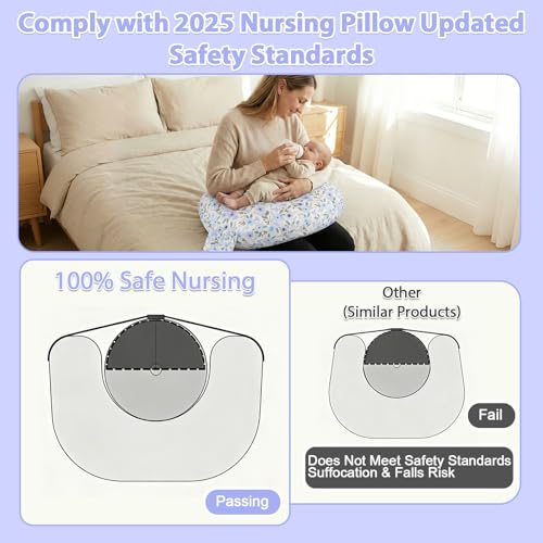 Image of x-vesolje Plus Size Nursing Pillow Wider Support, Breastfeeding Pillow with Adjustable Strap Fit All Body Type, Ergonomic Breast Feeding Pillow, Baby Feeding Pillow for Mom- Max Size /Leaves