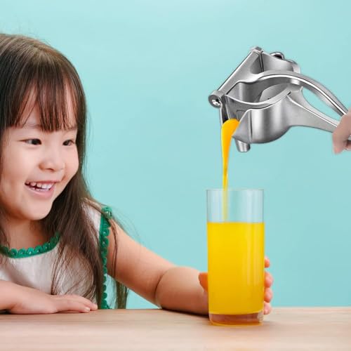 QITIS Aluminium Manual Fruit Juicer Orange Heavy Duty Juicer Hand Press Metal Lime Juicer Hand Instant, Steel Handle Sim...