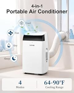 Garvee 14000 BTU Portable AC with Black Top Cover, Cooling, Dehumidifying & Fan Functions, Perfect for Rooms Up to 750 Sq Ft, Quiet Mode, Energy-Saving Timer, Easy Setup & Year-Round Comfort — photo 5 of 6