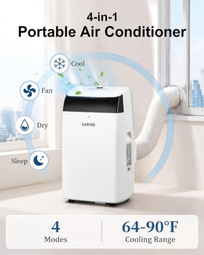 Image of 14000 BTU Portable Air Conditioners, 4-in-1 AC Unit with Cooling, Fan, Dehumidifier and Sleep Modes, for Rooms Up to 750 Sq.Ft, Remote Control, 24H Timer, Window Kit for Bedroom Apartment Dorm