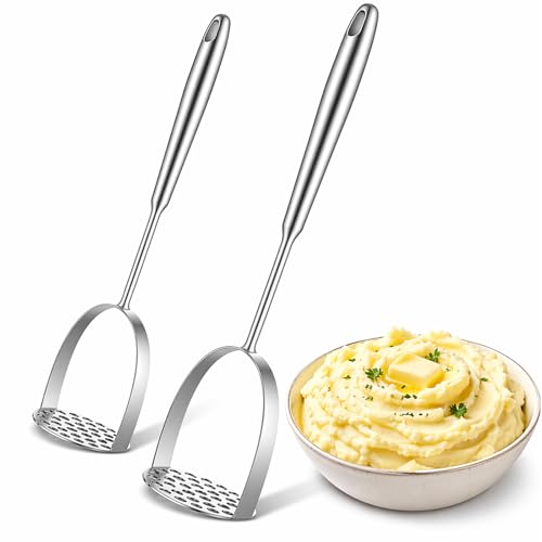 LOYIM 2 Pcs Potato Masher Stainless Steel, 13.5 Inch Heavy