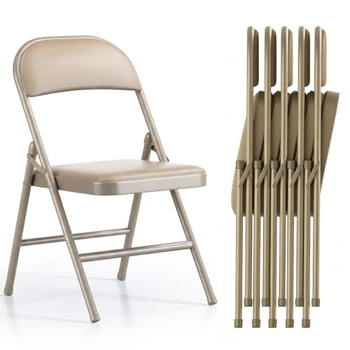 Asdsed Lot de 6 Chaise Pliante, rembourrées, Stable et Durable, capacité de Charge de 158 kg, Portable Gain de Place, pour Le Salon Cuisine Jardin, pour...