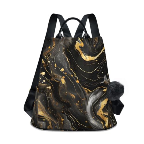 Image of ALAZA Luxury Black & Gold Marble Backpack Purse for Women Anti Theft Fashion Back Pack Shoulder Bag