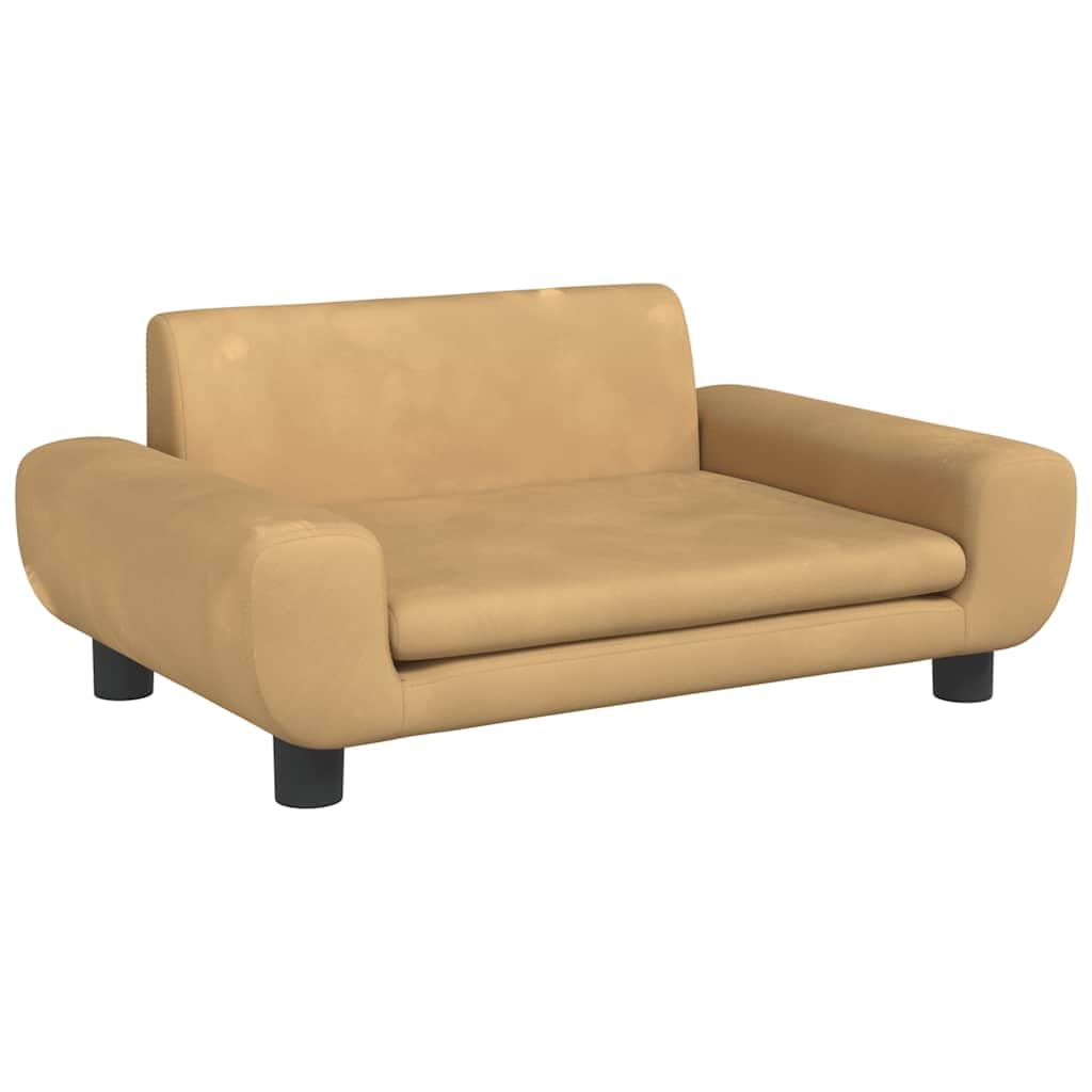 vidaXL Cama para Perros de Terciopelo marrón 70x45x33 cm, sofá para Perros, Cama para Cachorros, Asiento para Perros, sofá para Mascota