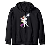 Lustiger Rugby Spieler Einhorn Fängt Rugby Ball Kostüm Kapuzenjacke