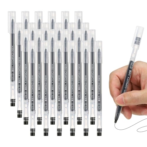 PATIKIL 0.5mm Bolígrafos de Gel, Pack 24 Tinta Negra