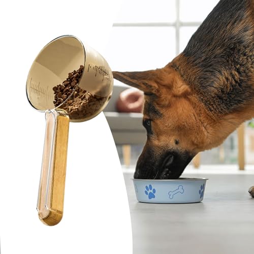 Pet Food Messlöffel-Clip-On-Messbecher für Katzen- und Hundediäten, Multifunktionsversiegelungsgriff, Kibble-Spender-Werkzeug | Lebensmittel Grade Scooper mit Versiegelung Griff für trockene Nassmahlz