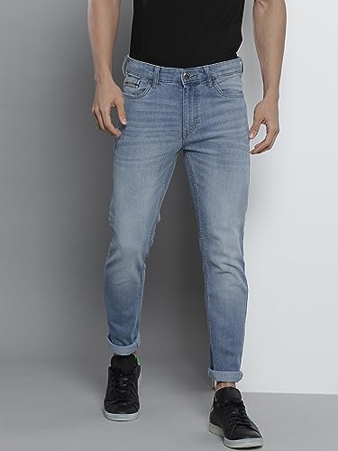 Image of The Indian Garage Co Men Slim Fit Solid Mid-Rise Stretchable Jeans