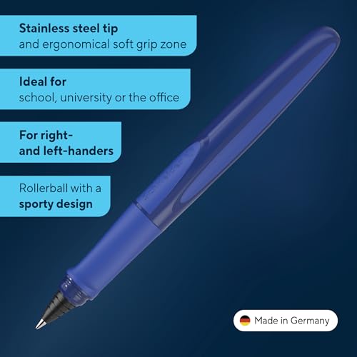 Image of Schneider 187815 Ray Ballpoint Pen (refillable with standard ink cartridges, suitable for right- and left-handed people), Space Blue