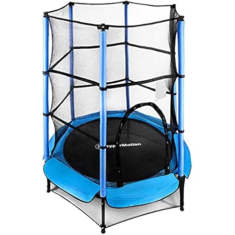 HyperMotion Trampoline for Children, 55 "/ 140cm, Indoor or Outdoor, Mini Toddler 3+, Garden Trampoline with Safety Equipment, Gift for Boy and Girl, Baby Trampoline for Kids, Toys, Max. 45 kg Cover