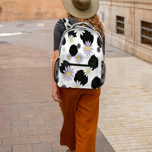 Mochila para portátil 15.6 escolar ligera con diseño de margaritas para la universidad 6