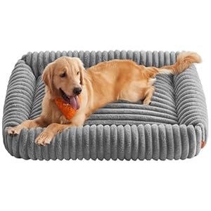 Feandrea Hundebett, extra großes orthopädisches Hundekörbchen, Hundekissen waschbar, Flauschige Hundematte, weiche Polsterung, 120 x 85 x 23 cm, Taubengrau PGW314GD01