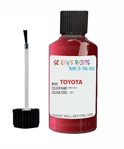 Scoobys Paints Back In The Mix Red Touch Up Paint For Toyota Yaris 3S1 2011-2019 30Ml Bottle Brush Scratch Stone Chip Repair Pen