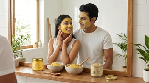 Image of Multani Mitti Powder Combo | 200g Each | Organic Fuller's Earth Yellow Mud & Turmeric Ubtan for Face & Hair | Natural Oily Skin Care, Acne & Tan Removal, Oil Control
