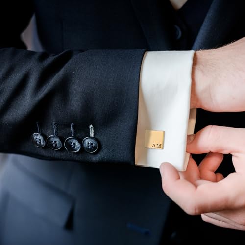 Mancuernillas personalizadas de acero y oro 18k para hombre miniatura 3