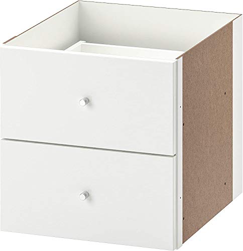 BPIL KALLAX - Mueble de almacenamiento con 2 cajones, color blanco brillante, 33 x 33 cm