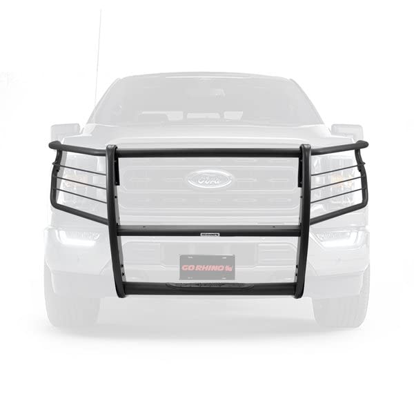 Image of Go Rhino 3100 Series Center Grill & Brush Guard | Mild Steel, Textured Black | 3298MT | Fits 2021-2024 Ford F-150 Excludes Harley Davidson, Active Park Assist & Other Models (See description)
