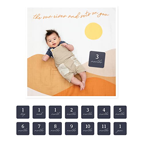 lulujo Couverture Jalon Première Année Bébé et Ensemble Cartes 40x40 Pouces