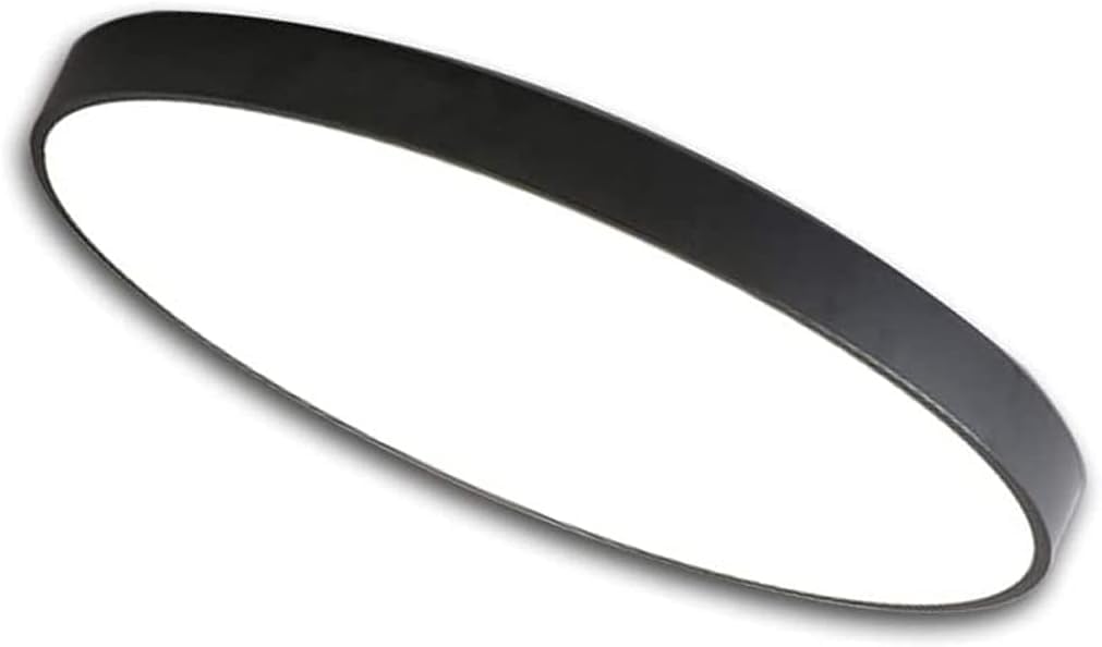 Okrągła lampa sufitowa LED do salonu, vintage, ściemniana, z pilotem zdalnego sterowania, nowoczesna, do jadalni, czarna, metalowa rama, ultra cienka designerska lampa do sypialni, kuchni, biura,