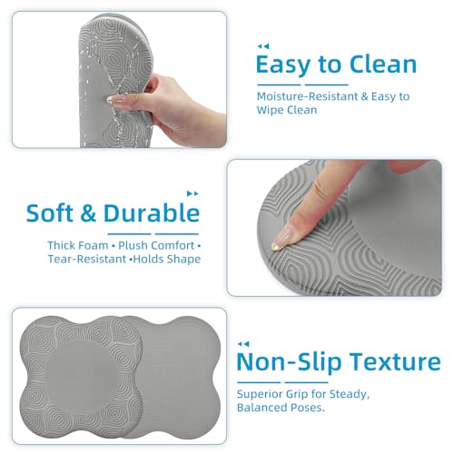 Image of Yoga Knee Pads Set of 2 - Extra Soft Non-Slip Yoga Knee Pad Cushion for Knees Elbows Wrists - Pilates & Workout Knee Pads for Floor Exercises, Kneeling, Stretching, Fitness, Gray