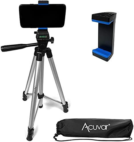 Acuvar 50" Smartphone/Camera Tripod Fits All Smartphones iPhone 12 Max, 11 Pro Max, 11 Pro, 11, Xs, Max, Xr, X 8, 8+, 7, 7 Plus, Android Note 10 (Universal Mount)
