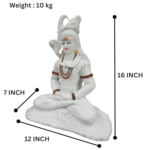 Image of Handicrated Marble Shiv ji Statue Shankar Bhagwan for Home /Temple,Shiv Ji ki Murti | Marble Dust Shankar Bhagwan Statue | Bholenath Murti(12x7x15-inch)