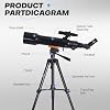 Telescopio para principiantes: Refractor de 70mm/500mm (150X HD) Fácil de instalar | Telescopio portátil de viaje, el mejor regalo de astronomía para adultos y niños con control remoto inalámbrico y bolsa de transporte 8
