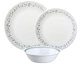 Corelle City Block Chip & Break Resistant 12pc Dinner Set, Service for 4, 12-Piece, Black
