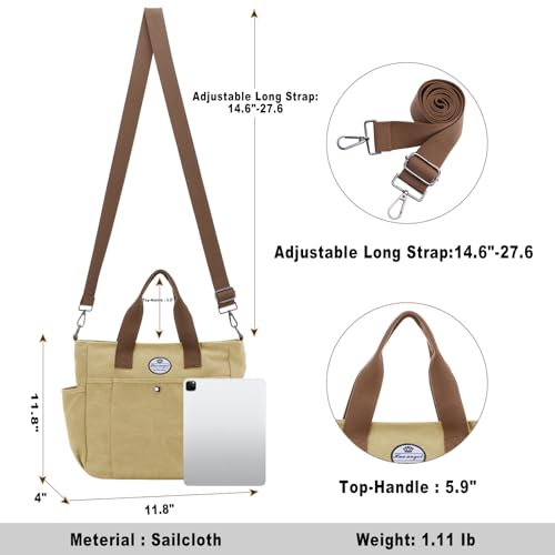 Image of HUA ANGEL Canvas Everyday Tote Bags for Women Medium Crossbody Purses Handbags with Multiple Pockets for Work Travel Beach