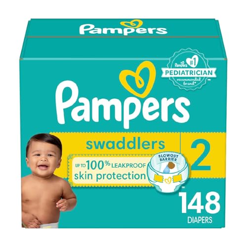 Image of Pampers Swaddlers Diapers - Size 2, 148 Count, Ultra Soft Disposable Baby Diapers