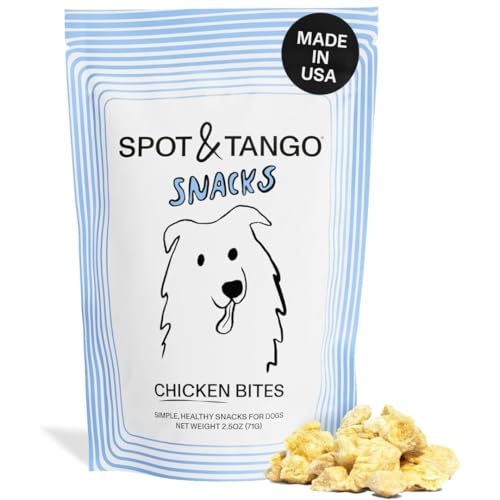 Spot & Tango Chicken Bites Dog Treats - Single Ingredient 100% Chicken Breast - Freeze-Dried Treats - Grain & Gluten-Free - USA-Made - for Small Medium and Large Dogs