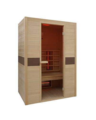 Preisvergleich Produktbild INTERLINE 42250015 Infrarot-Wärmekabine, 2 Personen, Kanadischer Hemlock inkl. Bluetooth Media Player, 128,6 x 93,8 x 190 cm