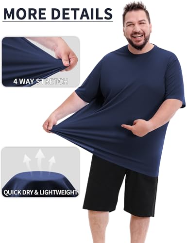 Mens Big and Tall Swim Shirt Sun Protection UPF 50+ Rash Gard Quick Dry T-Shirt (2XL-8XL)4